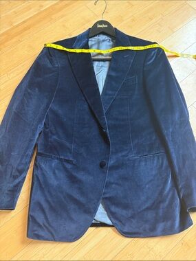 Caruso Navy Velvet Single-Breasted Sport Coat